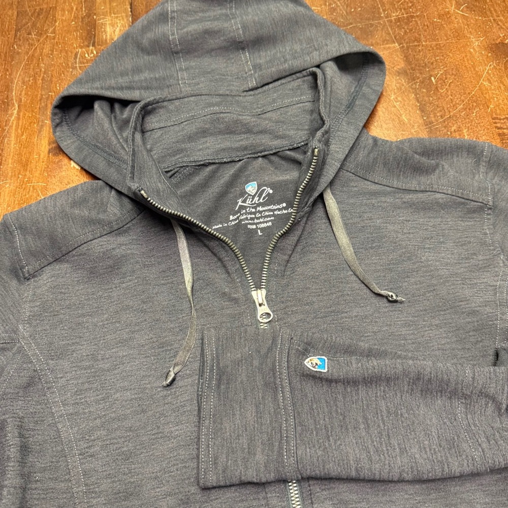 Kuhl Sora Full Zip Hoodie Women Large Gray Heathered Thumbhole Jacket